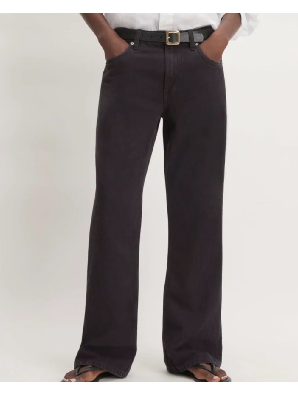 Everlane jeans the slouch bootcut black loose fit relaxed baggy mid rise 24